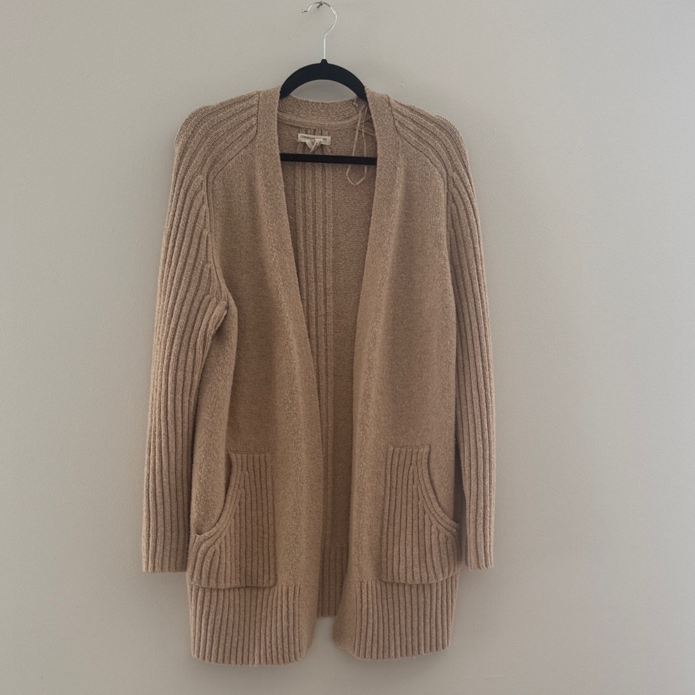 Christian Siriano Tan Ribbed Cardigan